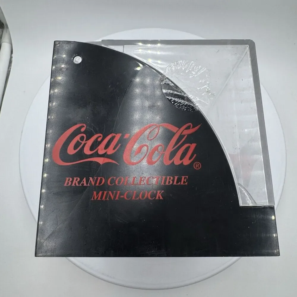 Coca-Cola Airplane Mini-Clock 1999 Black Red Silver Pilot Figure CCM05